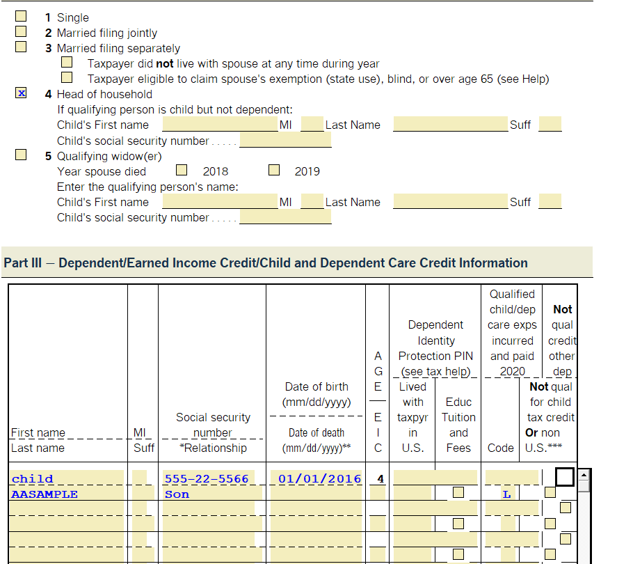 Head of Household filing status - Intuit Accountants Community