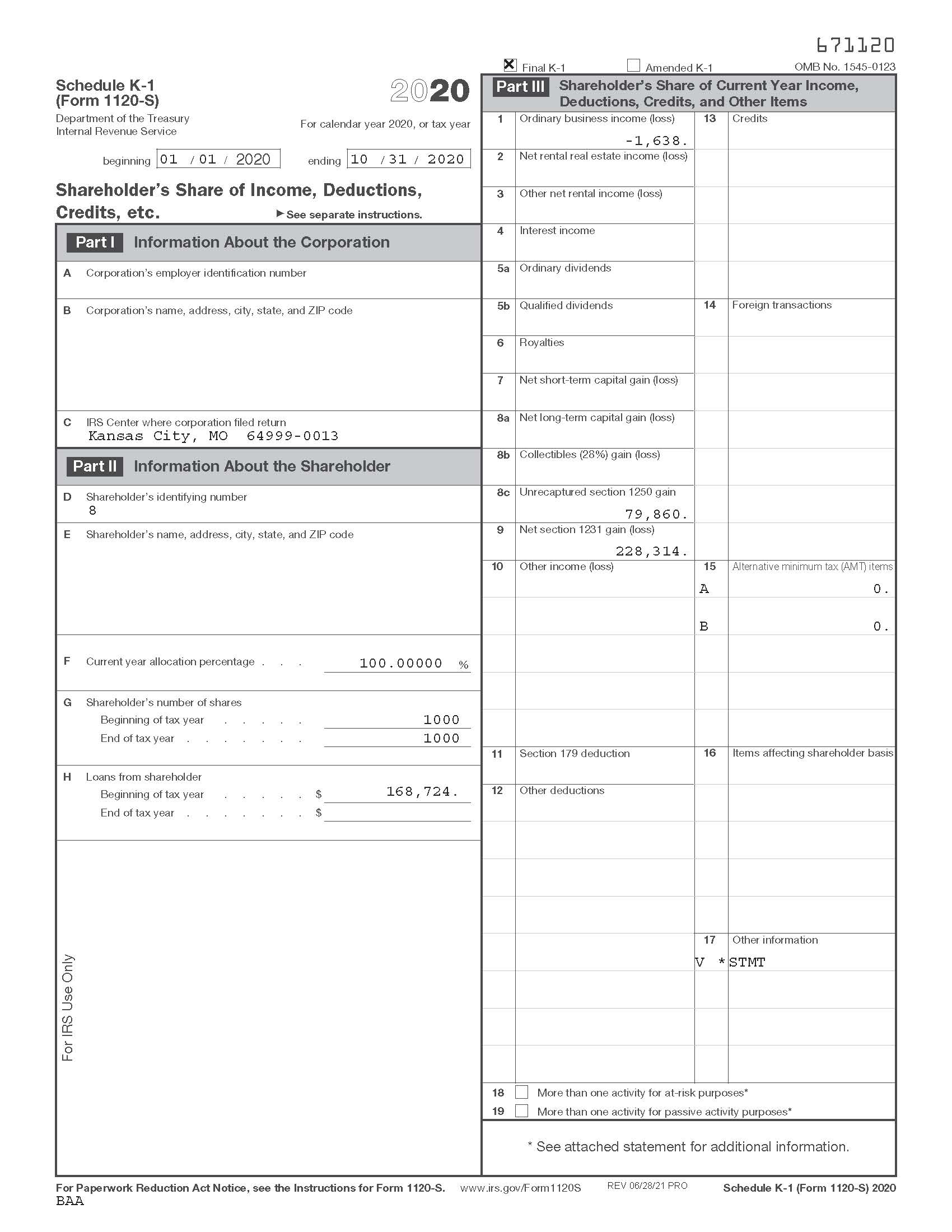 Reporting Of Section 1231 Gain And Unrecaptured Section 1250 Gain On ...