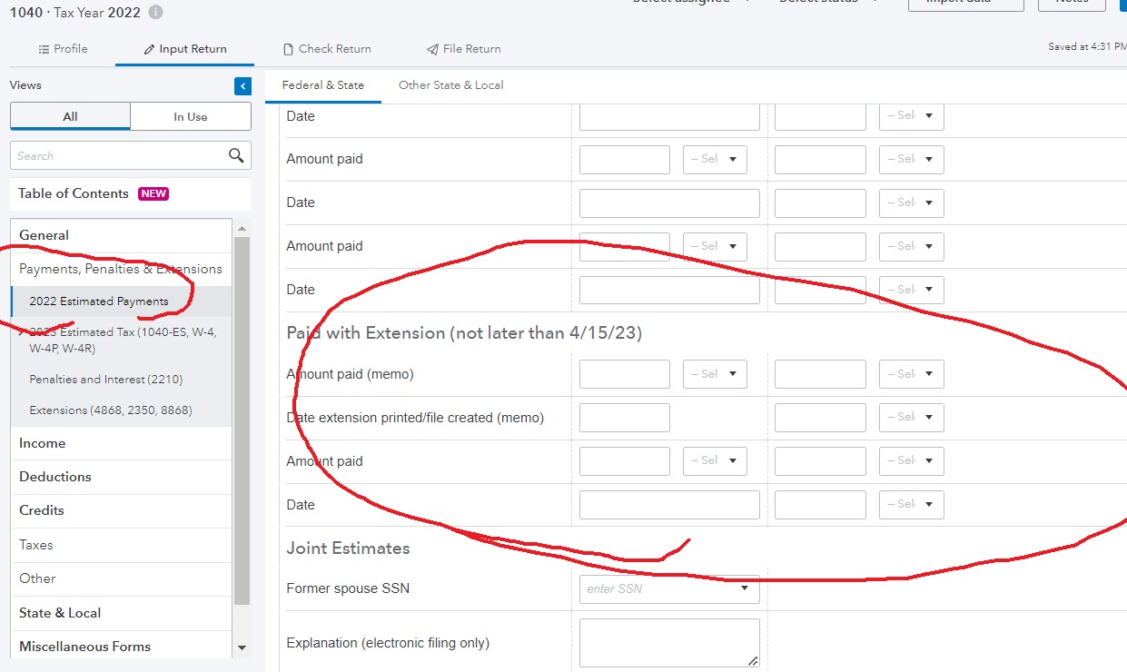 Answered: Amount paid with 2022 federal extension Form 4868 filed ...