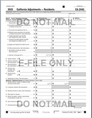 Answered: Issues Printing 2023 Schedule CA (540) California Adjustments ...