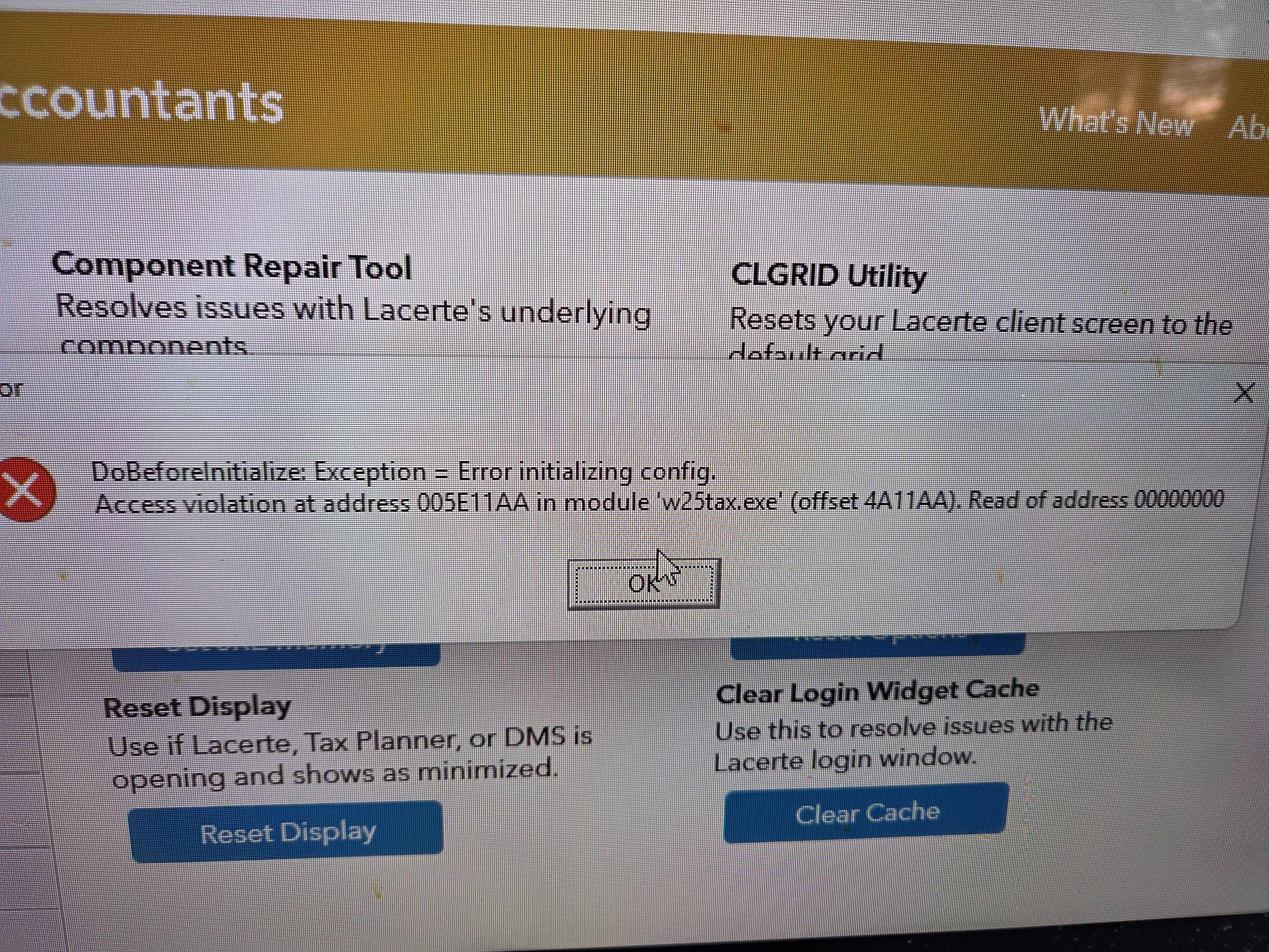 Had a power issue in office and now Lacerte 2025 doesn't work